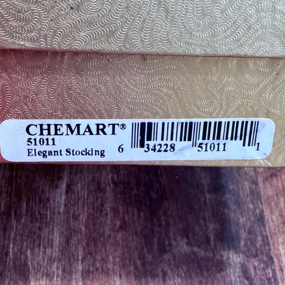 ChemArt Elegant Stocking Christmas Ornament 51011‎ Gold Tone Handcrafted USA Box